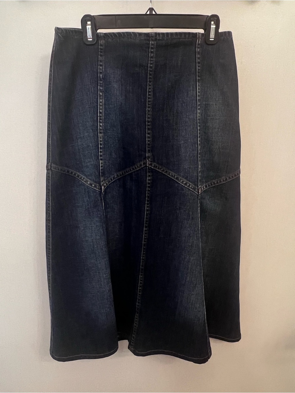 Vintage Harold’s Dark Denim Panel Denim Midi Skirt